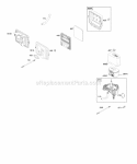 Air Cleaner Diagram and Parts List for  Briggs and Stratton Engine